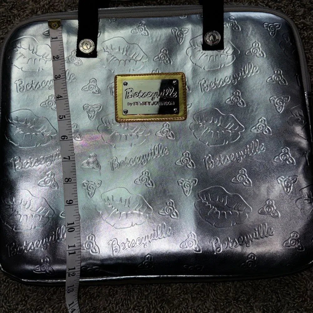 Betsey Johnson Betseyville Metallic Silver Laptop Bag